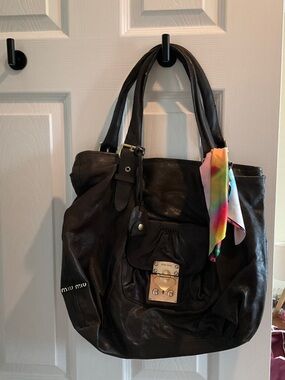 Miu Miu Black Leather Tote Bag